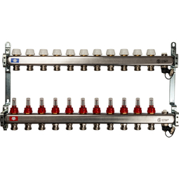 Коллектор STOUT из нержавеющей стали с расходомерами, с клапаном вып. воздуха и сливом 11 вых.